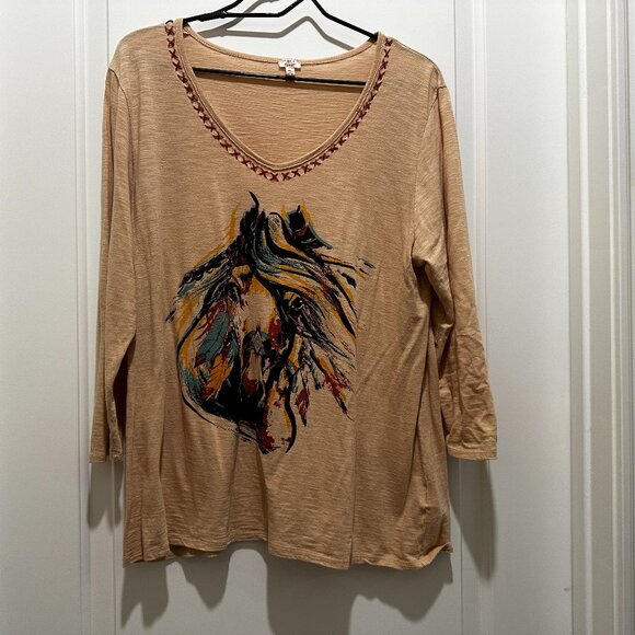 Reba Tops - Reba top with horse head, Womens XL